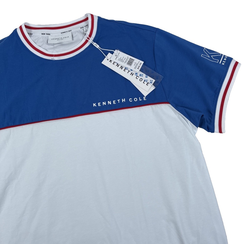 New Mens Kenneth Cole New York T-Shirt Red White Blue NWT Size Large Spellout